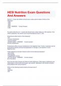 HESI Nutrition Exam Questions And Answers