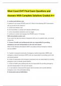 West Coast EMT Final Exam Questions and Answers With Complete Solutions Graded A++
