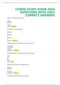 CCBMA STUDY GUIDE 2024 QUESTIONS WITH 100% CORRECT ANSWERS