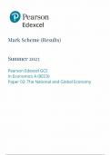 Pearson Edexcel GCE In Economics A Paper 02 2023 [9EC0: The National and Global Economy]