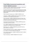 Food Safety Assessment questions and correct detailed answers