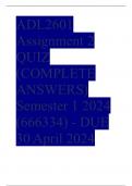 ADL2601 Assignment 2 QUIZ (COMPLETE ANSWERS) Semester 1 2024 (666334) - DUE 30 April 2024