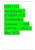 HSY1512 Assignment 5 (COMPLETE ANSWERS) Semester 1 2024 (659796) - DUE 2 May 2024