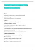 Theoretical Perspectives on Adolescent Thinking Questions And Answers Updated