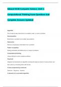 Edexcel GCSE Computer Science, Unit 1: Computational Thinking Exam Questions And Complete Answers Updated