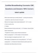 Certified Breastfeeding Counselor CBC Questions and Answers 100% Correct | latest update