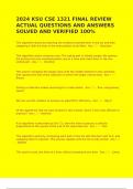 2024 KSU CSE 1321 FINAL REVIEW ACTUAL QUESTIONS AND ANSWERS SOLVED AND VERIFIED 100&percnt;