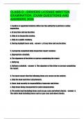 CLASS D - DRIVERS LICENSE WRITTEN EXAMINATION. EXAM QUESTIONS AND ANSWERS