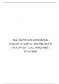 TEST BANK FOR EXPERIENCE HISTORY INTERPRETING AMERICA&rsquo;S PAST &lpar;AP EDITION&rpar;&comma; JAMES WEST DAVIDSON