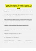 Portage Microbiology Module 2 &vert;Questions with 100&percnt; Correct Answers &vert; Updated & Verified &vert; 2024