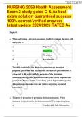 NURSING 2058 Health Assessment Exam 2 Study Guide Q & As best exam solution guaranteed success 100&percnt; Correct Verified Answers 2024&sol;2025 RATED A&plus;&vert;&vert;Latest 2024