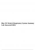 Bios 255 Week 6 Respiratory System Anatomy Lab Answered 2024.