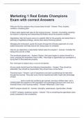 Marketing 1 Real Estate Champions Exam with correct Answers 100&percnt;