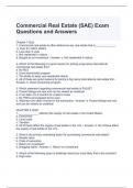 Commercial Real Estate &lpar;SAE&rpar; Exam Questions and Answers 2024