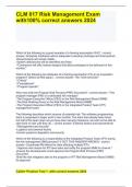 CLM 017 Risk Management Exam with100&percnt; correct answers 2024
