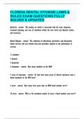FLORIDA DENTAL HYGIENE LAWS & RULES EXAM QUESTIONS FULLY SOLVED & UPDATED 2024&period;