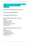 DENTAL HYGIENE LAW EXAM FLORIDA QUESTIONS FULLY SOLVED & UPDATED&period;