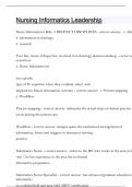 Nursing Informatics Leadership Questions and answers latest update