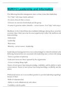 NUR312 Leadership and Informatics Questions and answers latest update
