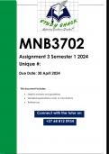 MNB3702 Assignment 3 &lpar;QUALITY ANSWERS&rpar; Semester 1 2024