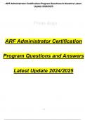 Arf Administrator Exam Questions and Answers 2024/2025 Verified Answers||Latest 2024