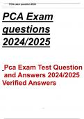 Pca Exam Test Questions and Answers 2024/2025 Verified Answers||Latest 2024