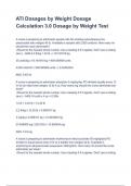 ATI Dosages by Weight Dosage Calculation 3&period;0 Dosage by Weight T questions and answers latest 2024est