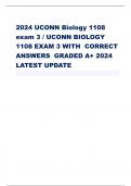 2024 UCONN Biology 1108 exam 3 verified questions with answers updated 100% graded a+