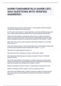 HARM FUNDAMENTALS &lpar;HARM CBT&rpar; 2024 QUESTIONS WITH VERIFIED ANSWERS&excl;&excl;