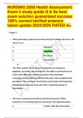 NURSING 2058 Health Assessment Exam 2 Study Guide Questions & Answers Best Exam Solution&vert;&vert;Guaranteed success&vert;&vert;100&percnt; Correct Verified Answers 2024&sol;2025 RATED A&plus;&vert;&vert;Latest 2024