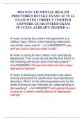 2024 NGN ATI MENTAL HEALTH PROCTORED RETAKE EXAM&colon; ACTUAL EXAM WITH CORRECT VERIFIED ANSWERS&period; GUARANTEED EXAM SUCCESS&colon; ALREADY GRADED A&plus;
