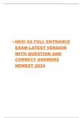 • HESI A2 FULL ENTRANCE EXAM LATEST VERSION WITH QUESTION AND CORRECT ANSWERS NEWEST 2024