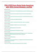 PRA CFRP Exam Study Guide Questions  with 100&percnt; Correct Answers &vert; verified