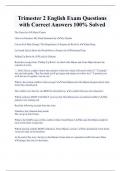 Trimester 2 English Exam Questions  with Correct Answers 100&percnt; Solved