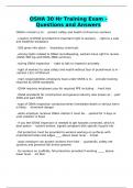 OSHA 30 Hr Training Exam -  Questions and Answers