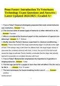 Penn Foster: Introduction To Veterinary Technology Exam Questions and Answers | Latest Updated 2024/2025 | Graded A+.