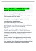 DECA Business Administration Core Exam Questions and Answers (Graded A)