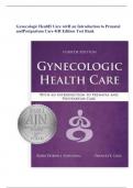 Gynecologic Health Care with an Int with an Introduction to Prenatal and Postpartum Care roduction to Prenatal and Postpartum Care 4th Edition Test Bank