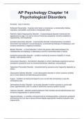 AP Psychology Chapter 14  Psychological Disorders