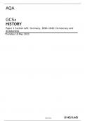AQA GCSE HISTORY Paper 1 Section A/B: Germany, 1890–1945: Democracy and dictatorship Thursday 18 May 2023 PACKAGE