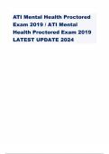 ATI Mental Health Proctored Exam 2019 NEWEST VERSION 2024-2025 QUESTIONS WITH CORRECT ANSWERS GRADED A+