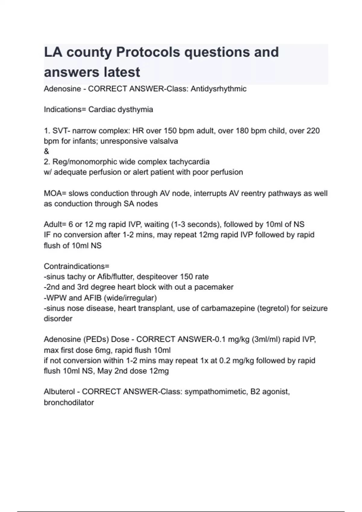 LA county Protocols questions and answers latest - COUNTY - Stuvia US
