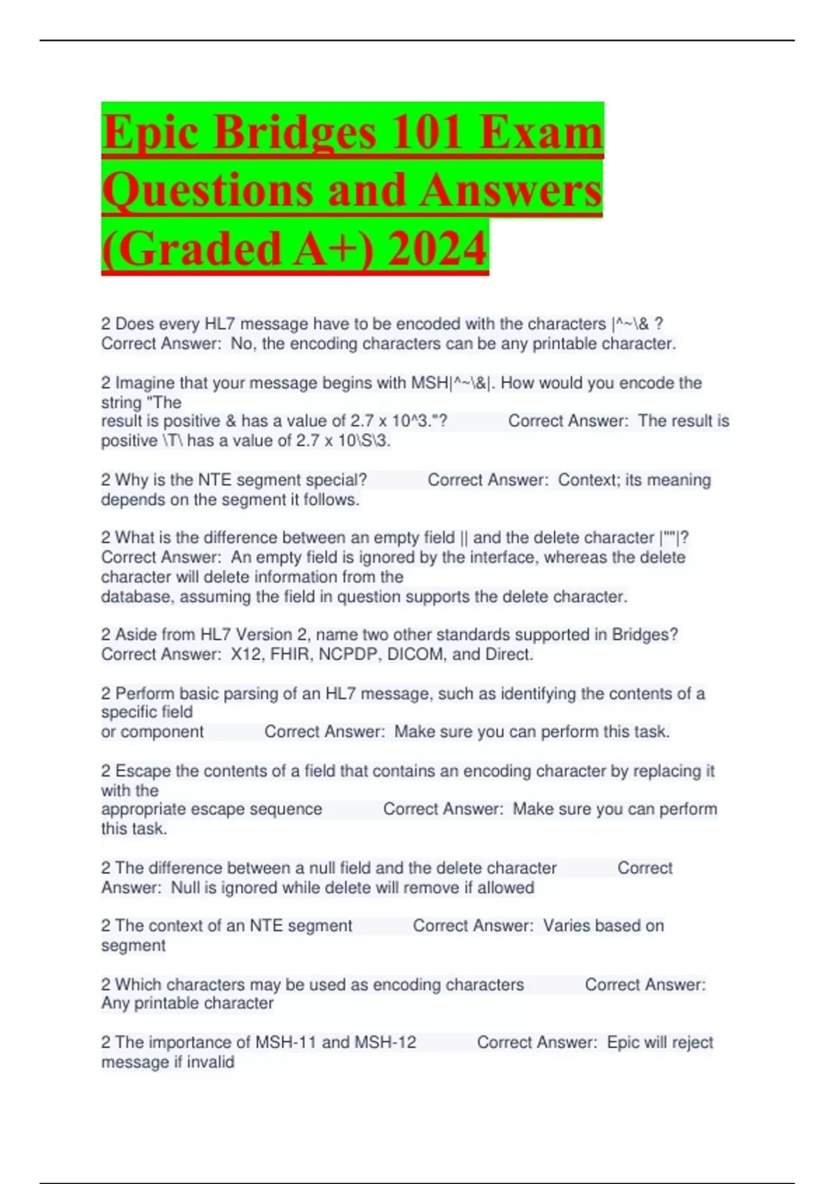 Bridge Example Question Exam Epic Bridges 101 Exam Questions and Answers (Graded A+) 2024 - Epic ...