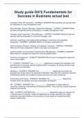 Study guide D072 Fundamentals for  Success in Business actual test