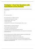 Firefighter 1 Final Test Questions with Guaranteed Correct Answers