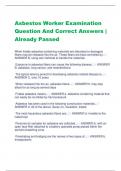 Asbestos Worker Examination Question And Correct Answers |  Already Passed