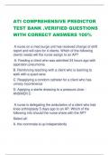 ATI COMPREHENSIVE PREDICTOR TEST BANK .VERIFIED QUESTIONS  WITH CORRECT ANSWERS 100%