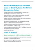 VCE BUSINESS MANAGEMENT Unit 2: Establishing a business Area of Study 1,2 and 3 with Key Knowledge Points