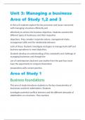 VCE BUSINESS MANAGEMENT Unit 3: Managing a business Area of Study 1,2 and 3 