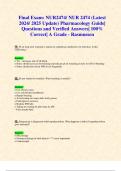 Final Exam&colon; NUR2474&sol; NUR 2474 &lpar;Latest 2024&sol; 2025 Update&rpar; Pharmacology Guide&vert; Questions and Verified Answers&vert; 100&percnt; Correct&vert; A Grade - Rasmussen